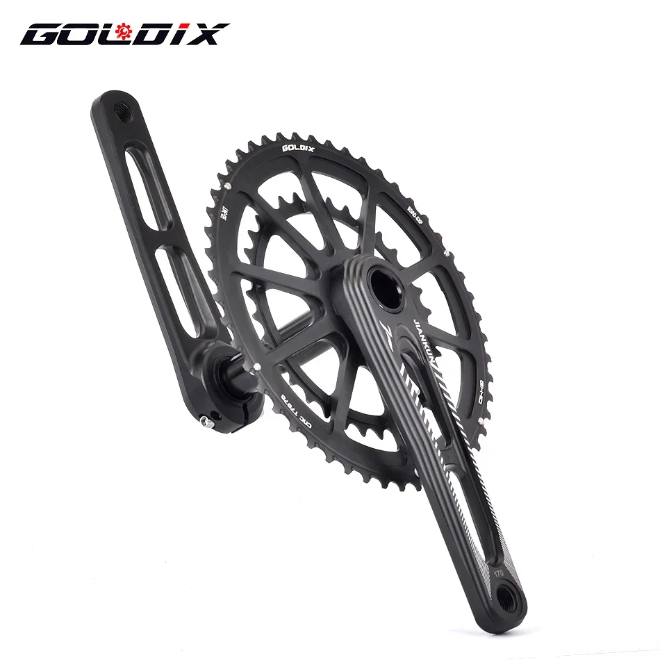 GOLDIX CNC ROAD Crank lengan sepeda Crankset BSA BB92 kerikil jalan engkol 170/175mm Chainring mahkota 50-34t untuk bingkai serat karbon