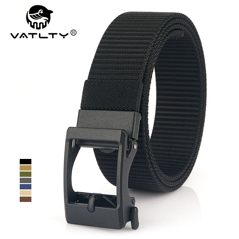 VATLTY 3.8cm Nylon Belt for Men Matte Black Automatic Buckle Casual Girdle Male Outdoor Hiking Belt Adjustable Waistband