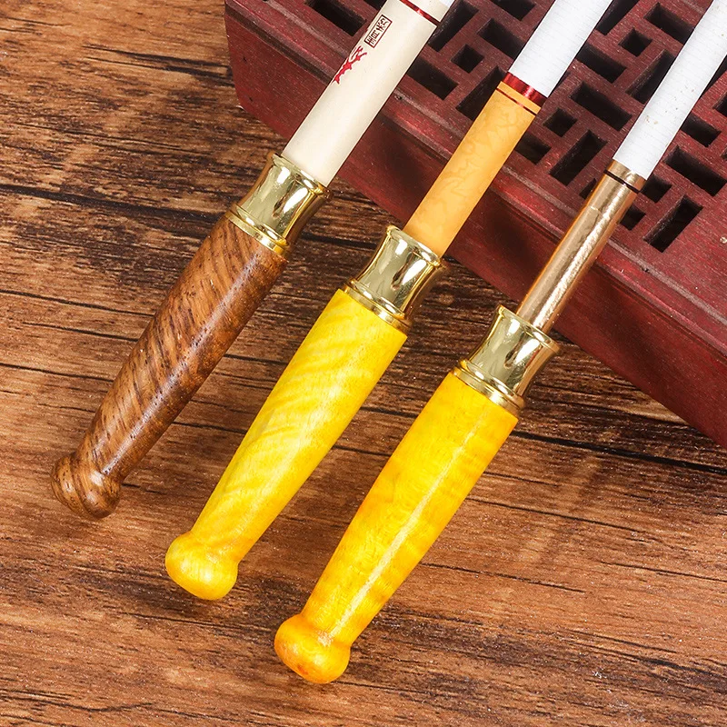 

High quality Mini solid wood Cigarette Holder Portable dual use Smoke Mouthpiece Microfilter Recyclable Tobacco Filter Men Gift