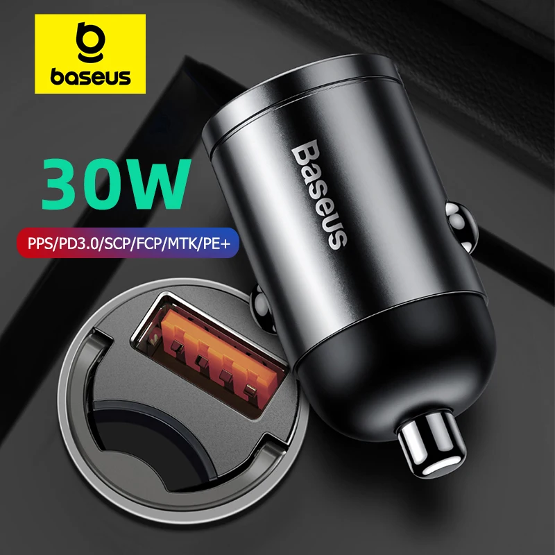 Baseus 30W Fast Car Charger QC4.0 PPS Quick Charging for Xiaomi Samsung iPhone Car USB Type-C Socket Adapter Charger