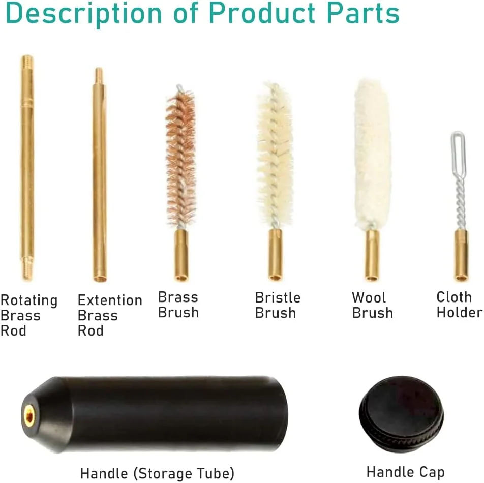 7PCs/ Set Pistols 9mm Cleaning Kit Gun Rod Brush Professional Cleaning Tools Cleaning Tool Set