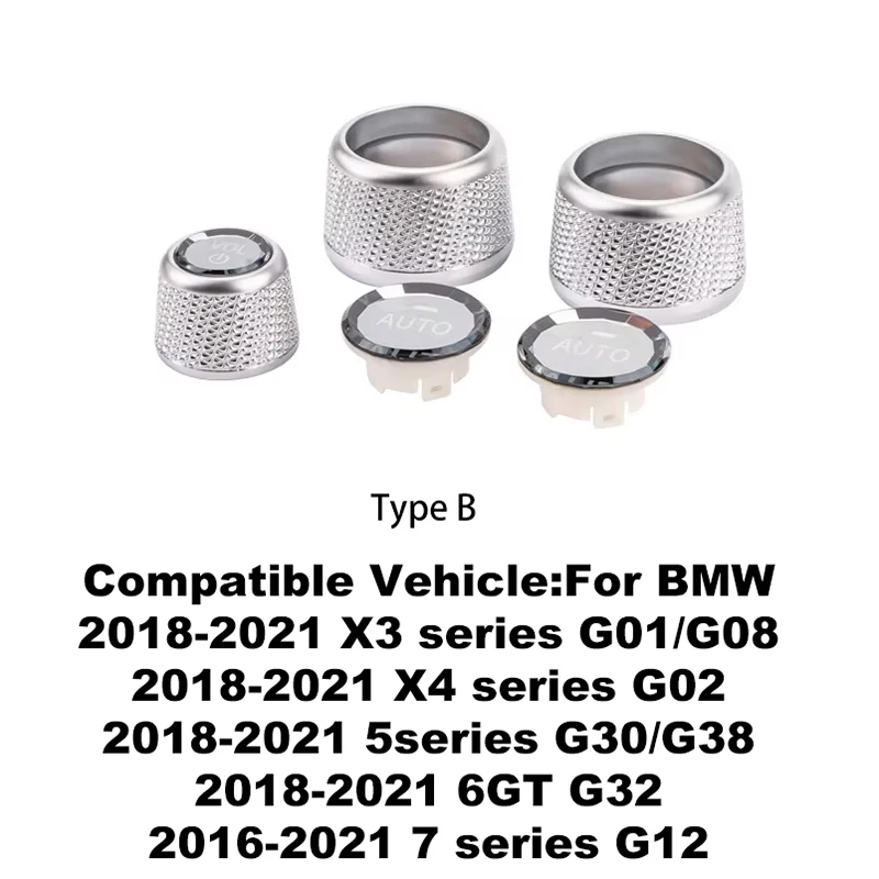 Premium Crystal Volume & AC Knob Covers for BMW F30 F10 F25 F15 F02 G30 G01 G02 Interior Air Conditioning Control Knob Button view 6