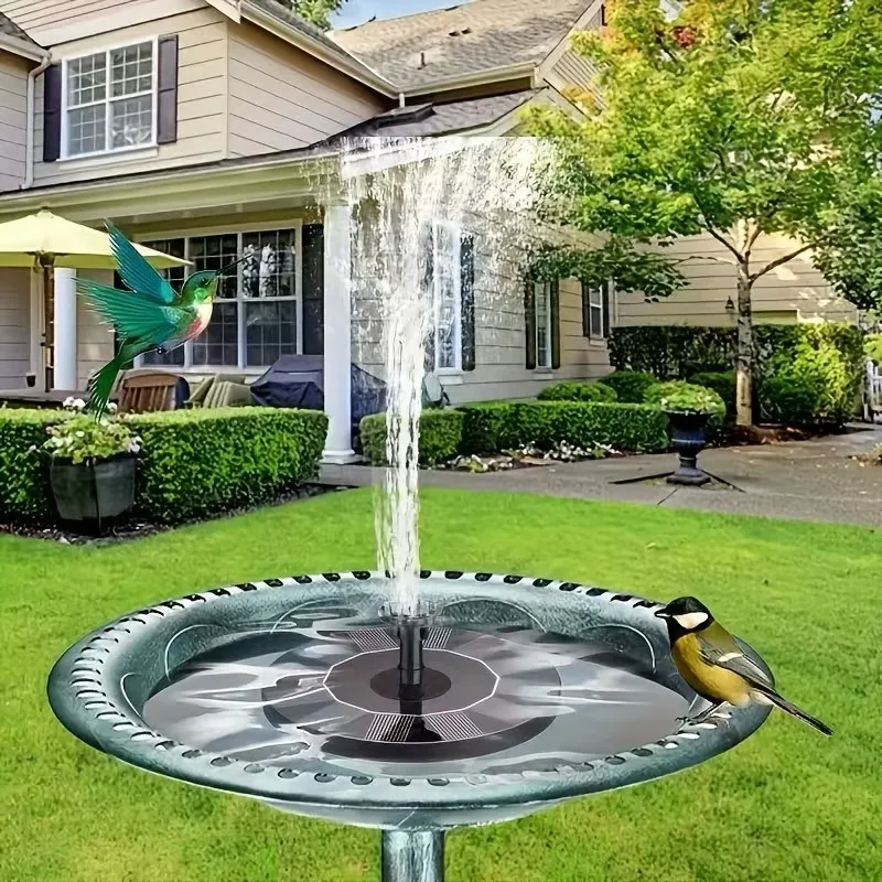 13cm Circular Solar Powered Floating Fountain Pump Outdoor Mini Water Fountain with 6 Nozzles for Garden Pond Pool Decoration