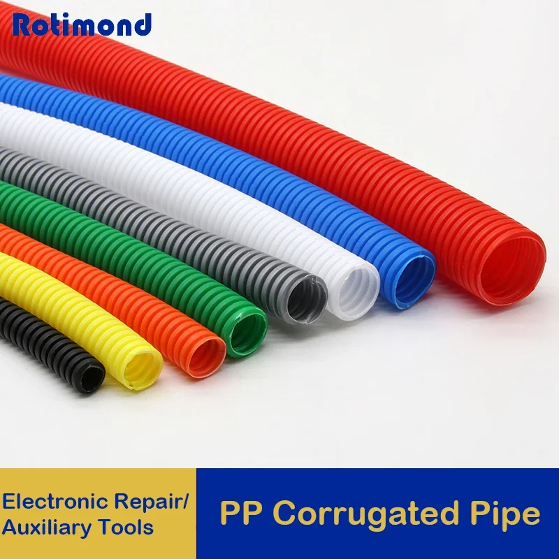 1/5/10M 7.5mm-34.5mm PP Insulated Corrugated Pipe Wire Hose Threading Hose Plastic Corrugated Pipe Protective Sleeve