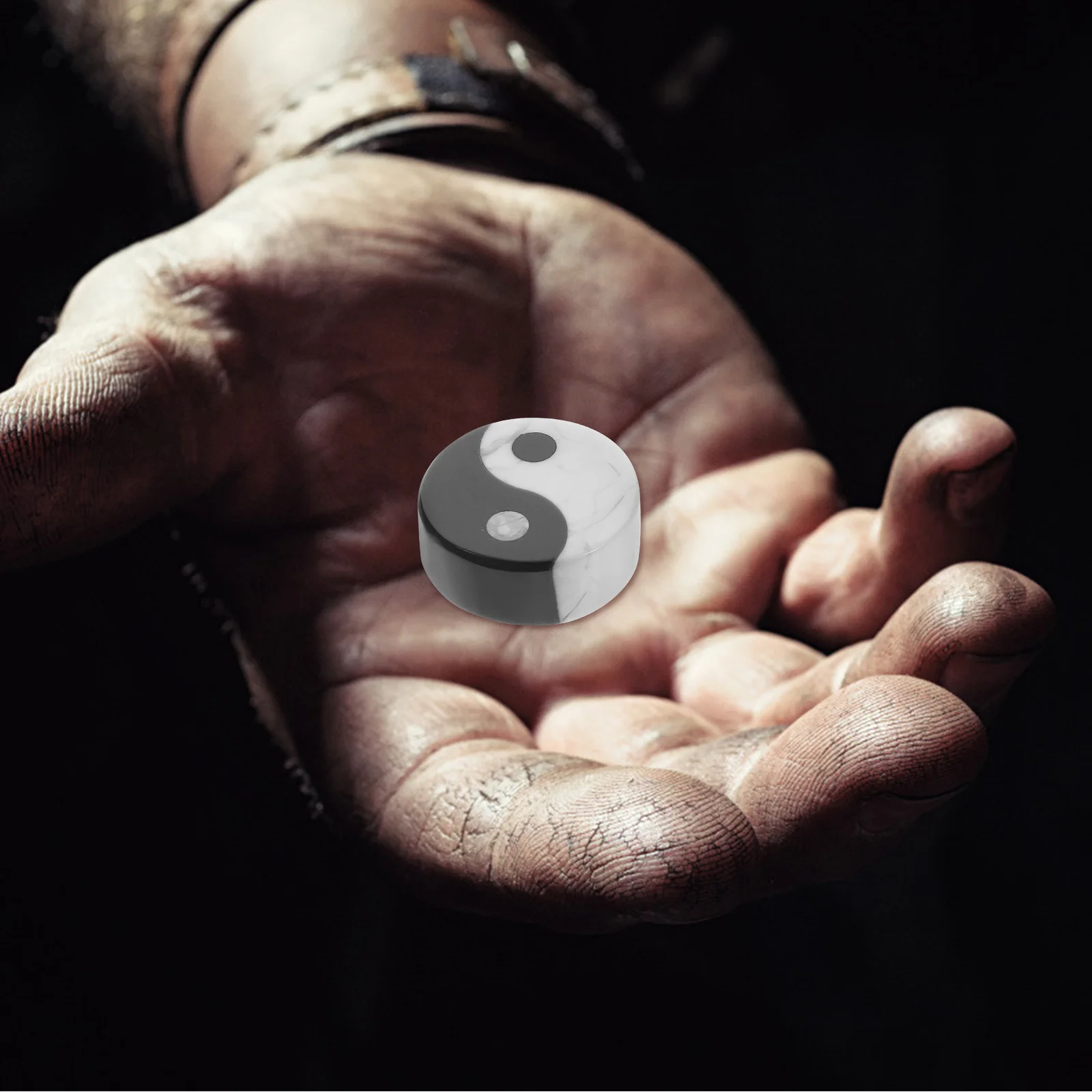 

Black White Tai Chi Stone Eight-Diagram Statue Small Exquisite Home Ornament Room Decor Table Decoration Accent