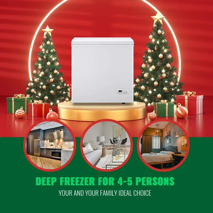 Small 5.0 Cubic Feet Chest Freezer with Temperature Display Panel and 2 Removable Baskets for Apartment Office Dorm Use Compact