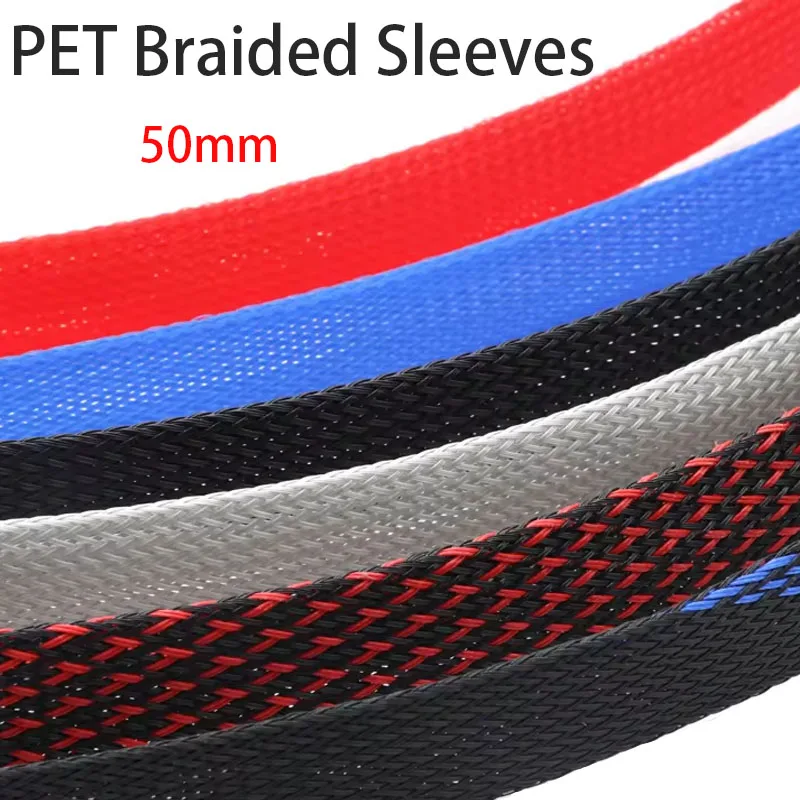 

1-3Meter PET Expandable Braided Sleeve 50mm Insulated Expandable Braided Wires Organizer Cable Wrapping Sheath Protector DIY