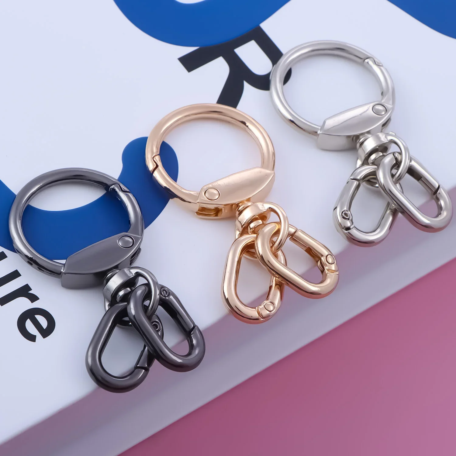 2pcs Keychain Hook with Key Ring Keychain Clip Hook with Spring Ring for Lanyard Jewelry Making DIY Crafts