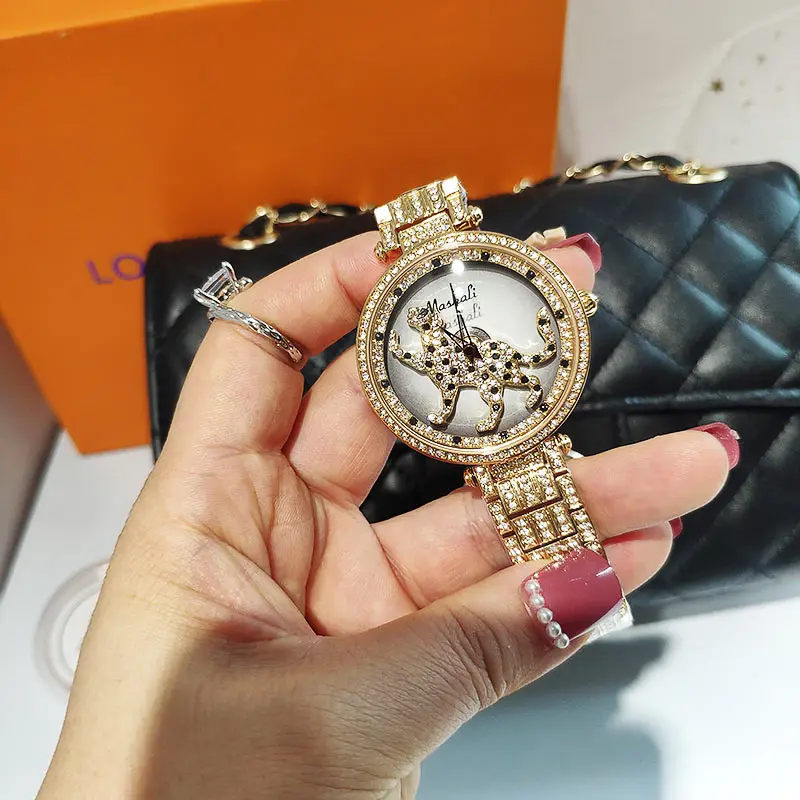 High Quality Leopard Women Watches Quartz Fashion Luxury Designer Brand Gold Watch Women Rhinestone Waterproof Bracelet Watch