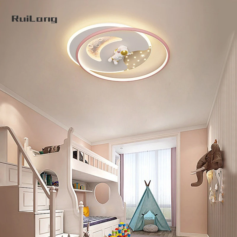 Imagem -05 - Luzes de Teto Led Astronauta dos Desenhos Animados Lustre Star Moon Lâmpada Rosa para Quarto Infantil Quarto de Meninos e Meninas