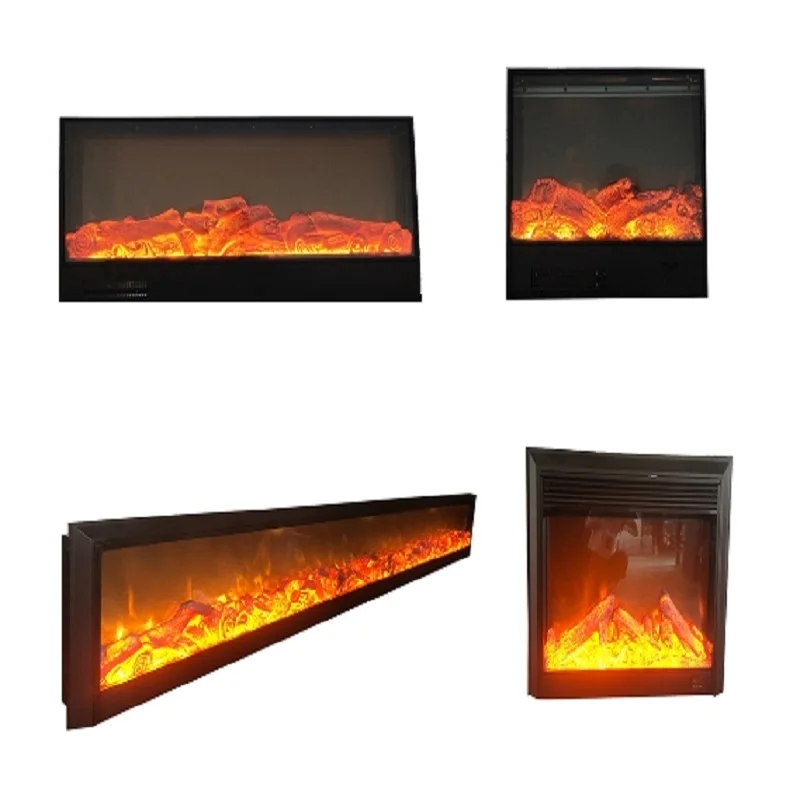 Modern Single-Color LED Electric Fireplace German Remote Steel Built-In Insert US Heated Decor Function For Household French