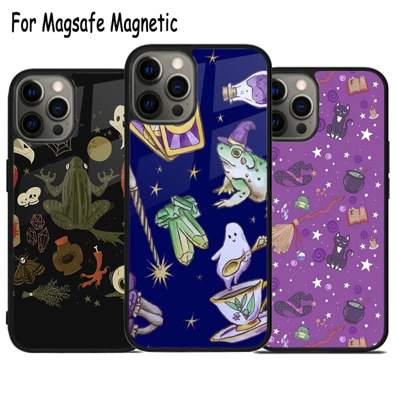 

Witch Frog Wireless Charge Magsafe Phone Case For iPhone 15 16 14 13 11 12 Pro Max Plus Magnetic Bumper Cover