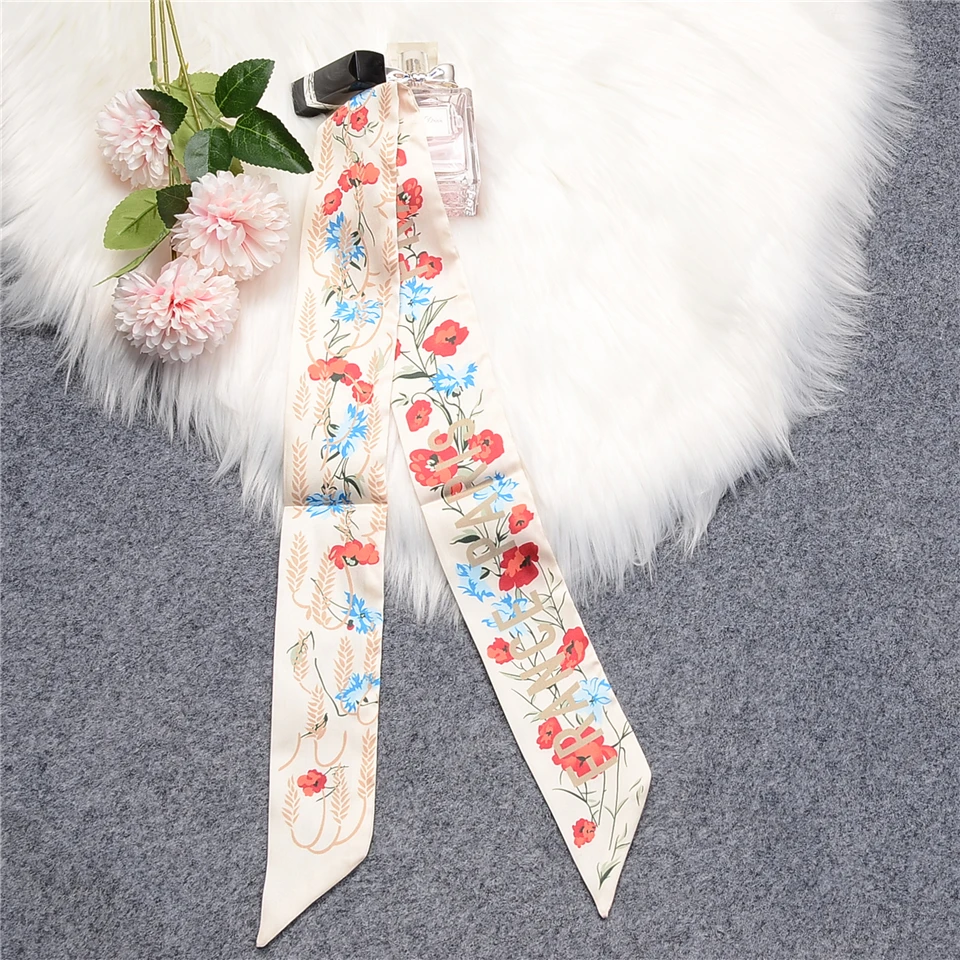 2024 New Tarot Twill 100% Silk Scarf Women Brand Scarf Skinny Bag Scarves Design Wrist Towel Foulard Summer Neckerchief Headband