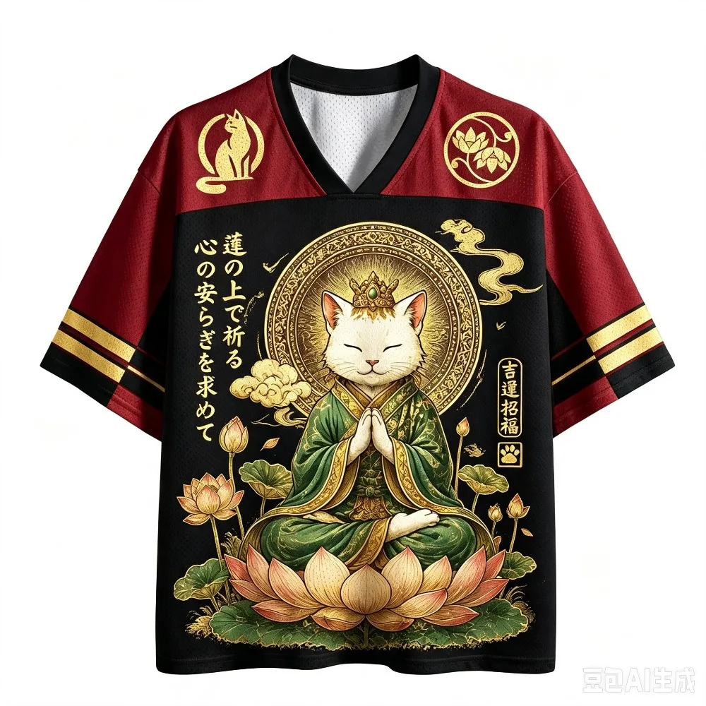 Japanese-style Zen-themed Lucky Cat 3Dprint Menwomen Sports Fitness Quick-dry LooseVneck Tshirt Casual Street Style Parent's Top