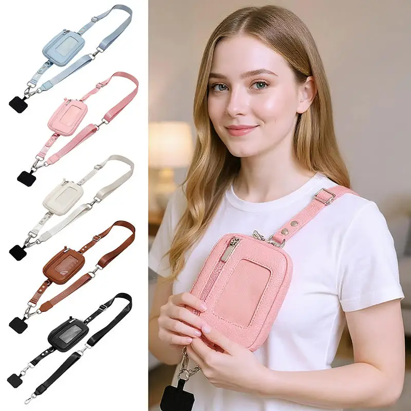 

Women Men Portable Cell Phone Holder Crossbody Bag Fashion Wallet Card Clip Adjustable Phone Lanyard Strap and Wrist Strap