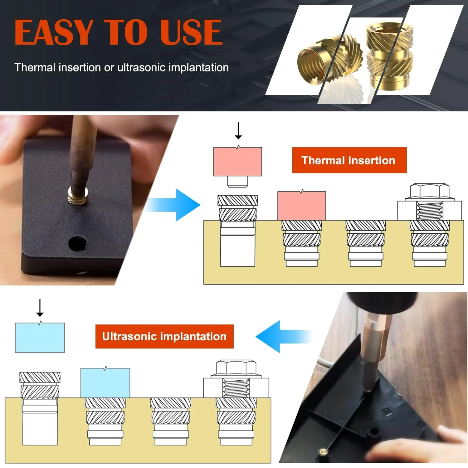 400-Piece Brass Heat Set Insert Kit 5