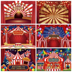 Circus Carnival Photography Backdrop Baby Birthday Circus Theme Party Balloon Clown Children Portrait Background Photo Studio