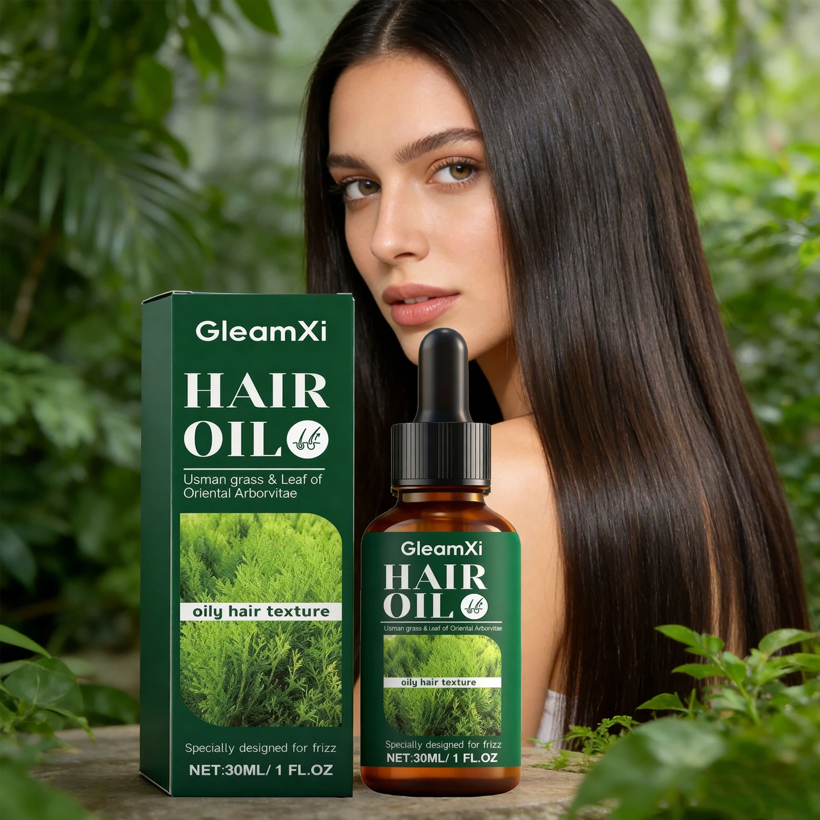 

Usman Grass Hair Care Essential Oil with Leaf of Oriental Arborvitae Hair Thickning Nourishing Scalp Reduce Frizz Hair Serum