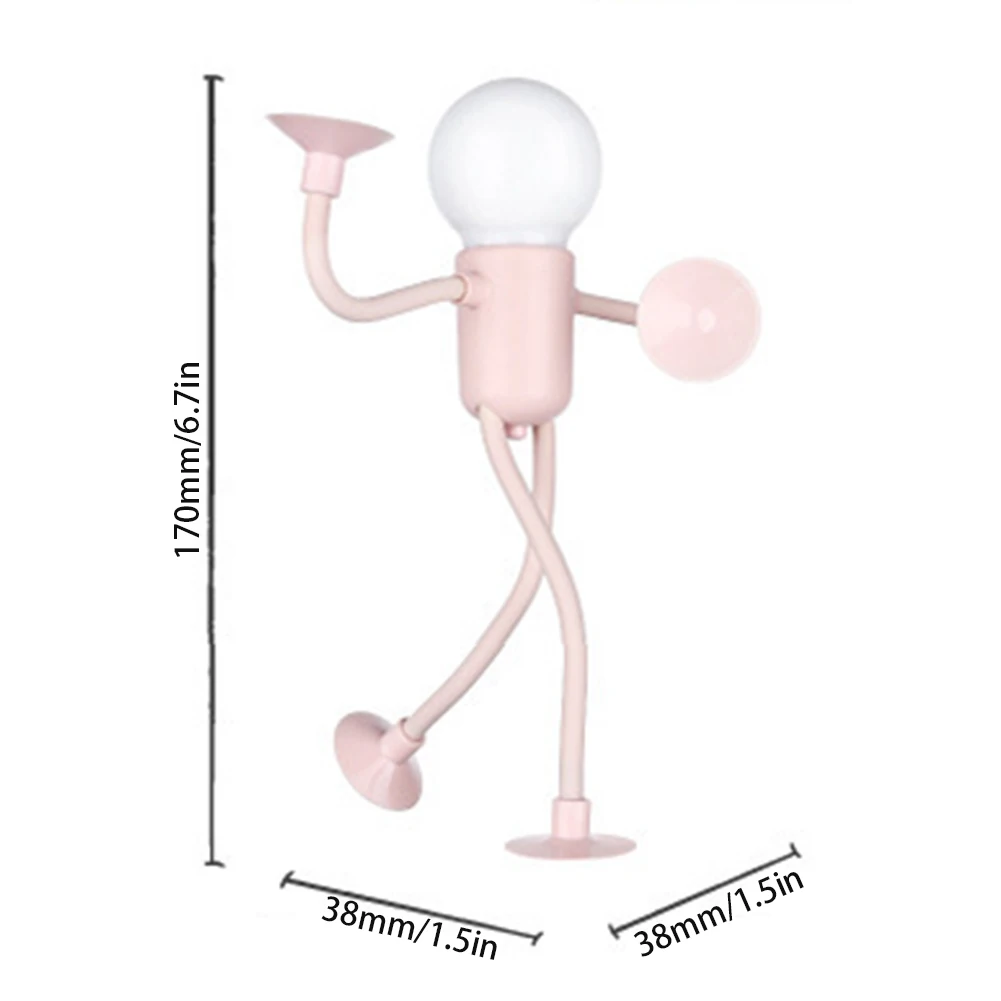 Creative Cartoon Mini Suction Cup Figurine Night Light Portable LED Lamp Funny Bedroom Decoration