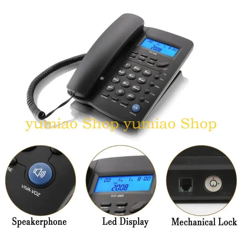 587B Corded Phone for Home Office Hotel Landline Telephone Speakerphone Caller Redial Light Business Landline Phone