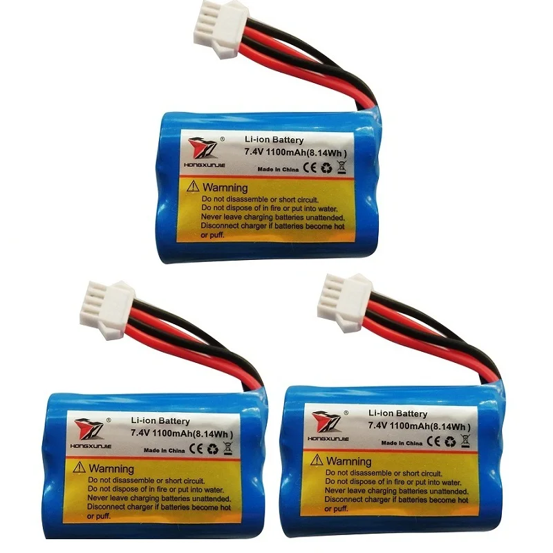 2S 7.4V 1100mAh 18500 Li-ion battery For HJ808 UDI 001 UDI001 HQ960 Remote control R/C Boat SM-4P Plug 7.4V USB charger SM-4P