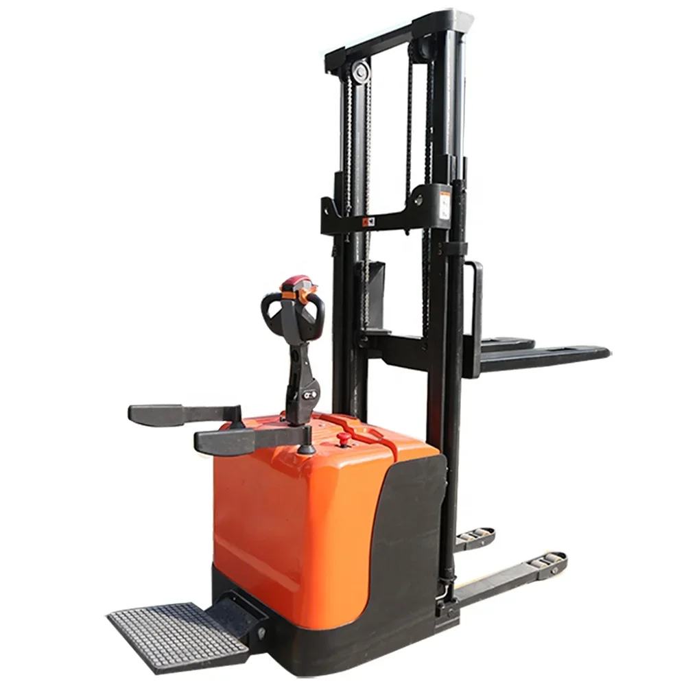 Electric Automatic Forklift Truck Fork Lift Hand Stacker Pallet Stand-on Walking Lift Forks