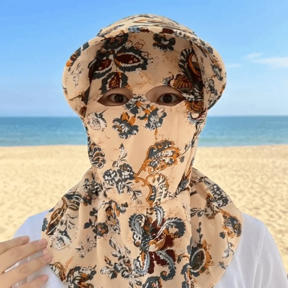 Wide Brim Face Mask Sun Hat UV Protection Lightweight Tea Picking Work Hat Breathable Full Wrap Fisherman's Hat Summer Outdoor