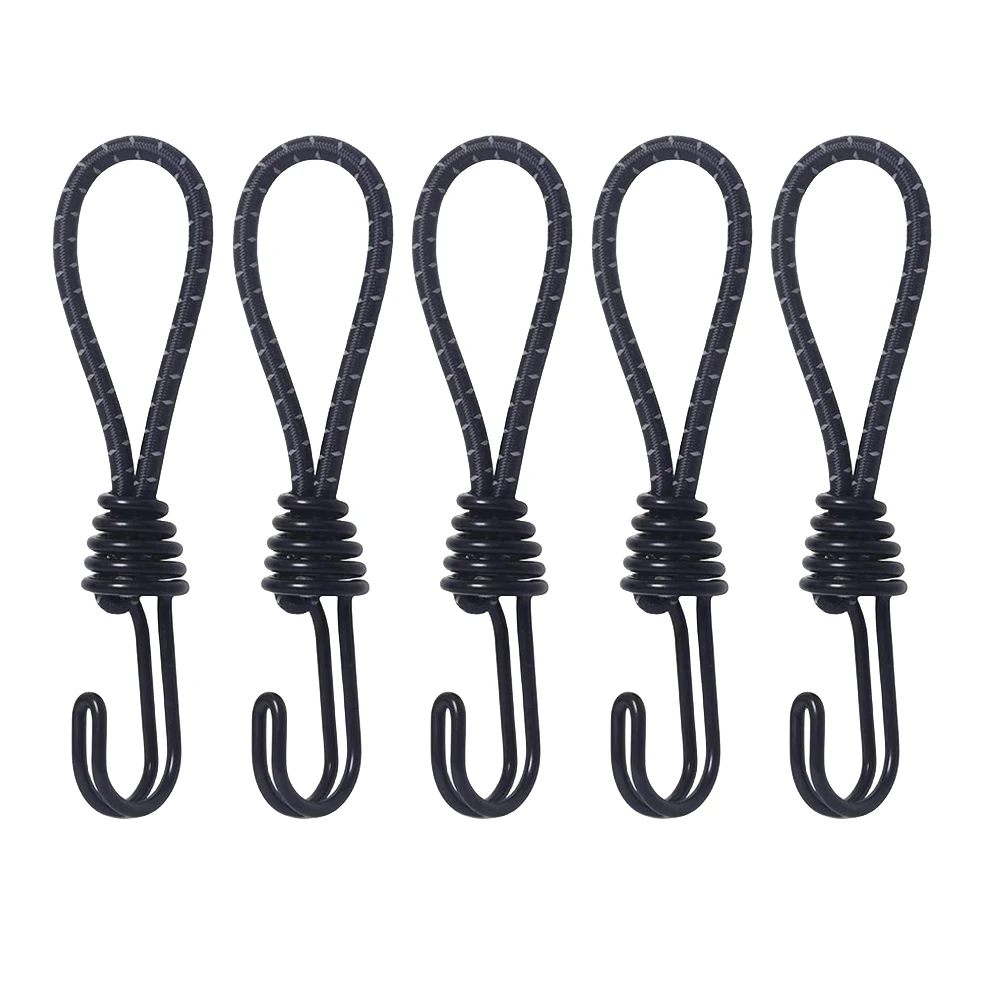 5/10Pcs Tent Elastic Rope Cord Hook Versatile Outdoor Camping Canopy Tarp Tent Fixing Cord String Carabiner Hooks Accessories