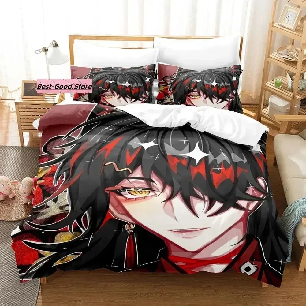 

Hololive vox Akuma Printed Bed Set Duvet Cover Pillowcase Bedding Set Bed Linen Sheet Quilt Cover Full Queen King Size