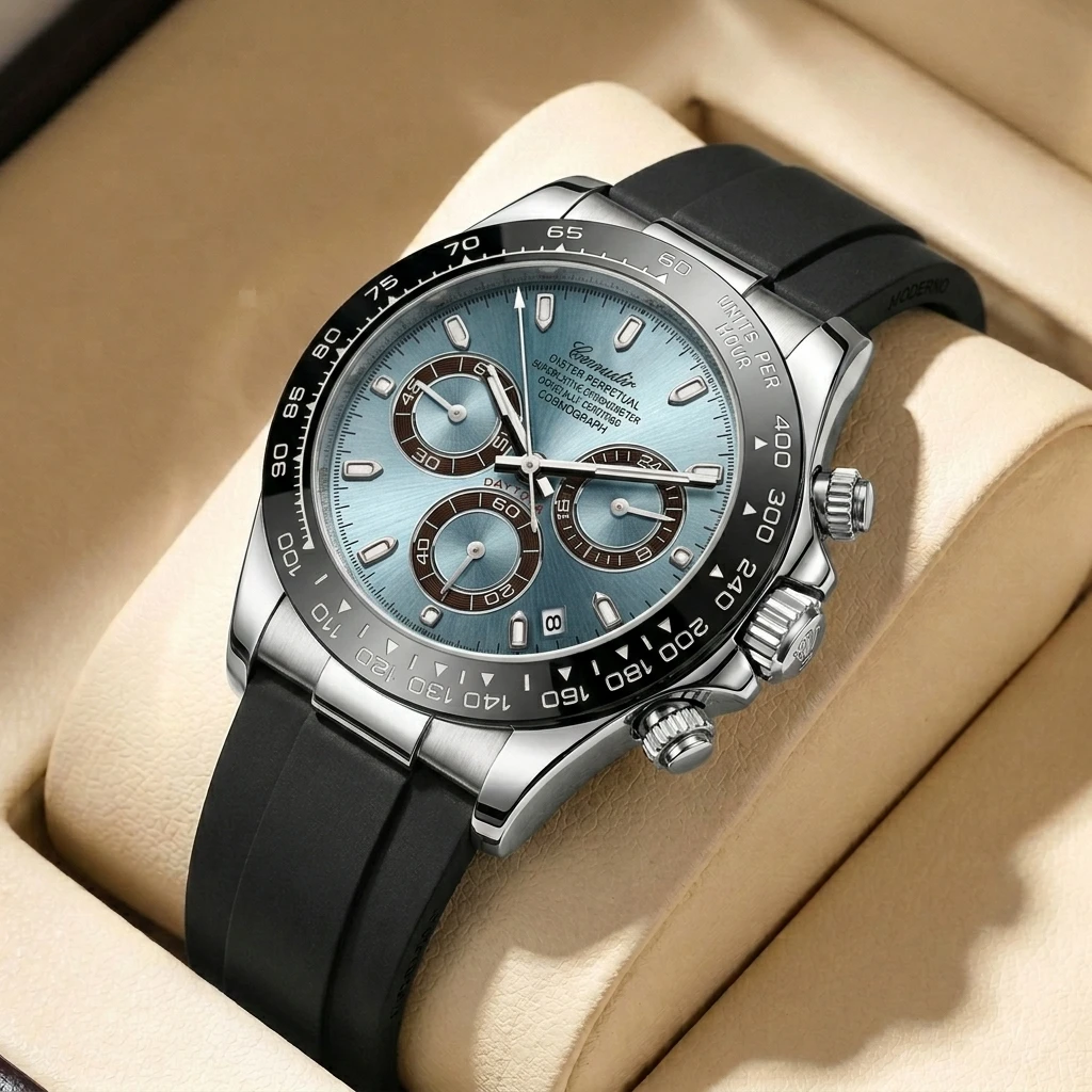 2026-moldoa-a-men's-silver-and-black-business-casual-niche-three-dial-calendar-watch-with-a-steel-strap