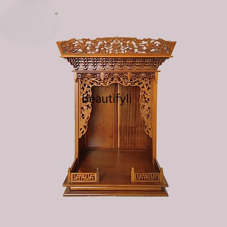 Solid wood Buddhist niche for table household cabinet shrine Nanmu plum blossom top hanging Buddhist niche