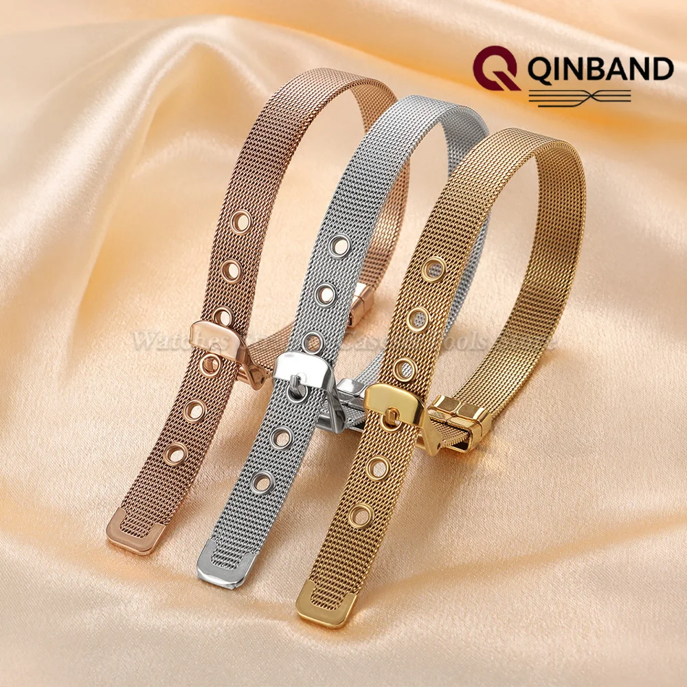 10mm Edelstahl Milanaise Mesh Uhrenarmbänder für Damen für DW für Armani für Smartwatch Ultradünnes Armband Silber Gold Gürtel – Detail 3