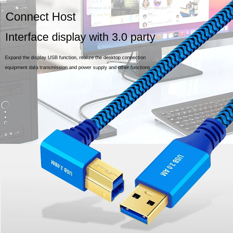 USB 3.0 A męski na kątowy 90 stopni USB3.0 typu B męski kabel AM/BM szybki kabel drukarki 0,5 m/1 m/2 m/3, m