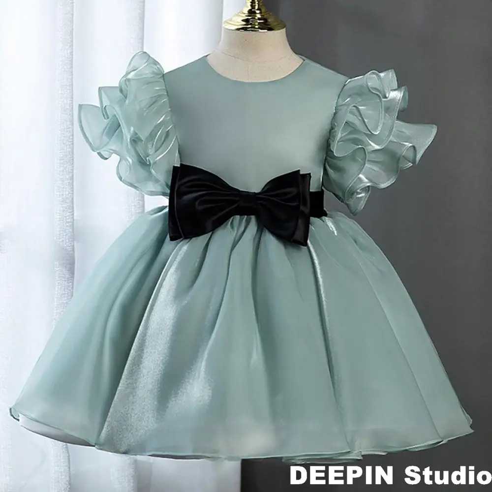 

Girls Baby Princess Dresses 2024 Summer New children's High-End Clothing Bow Little Girls Princess Dress Baby Age Birthday Dress
