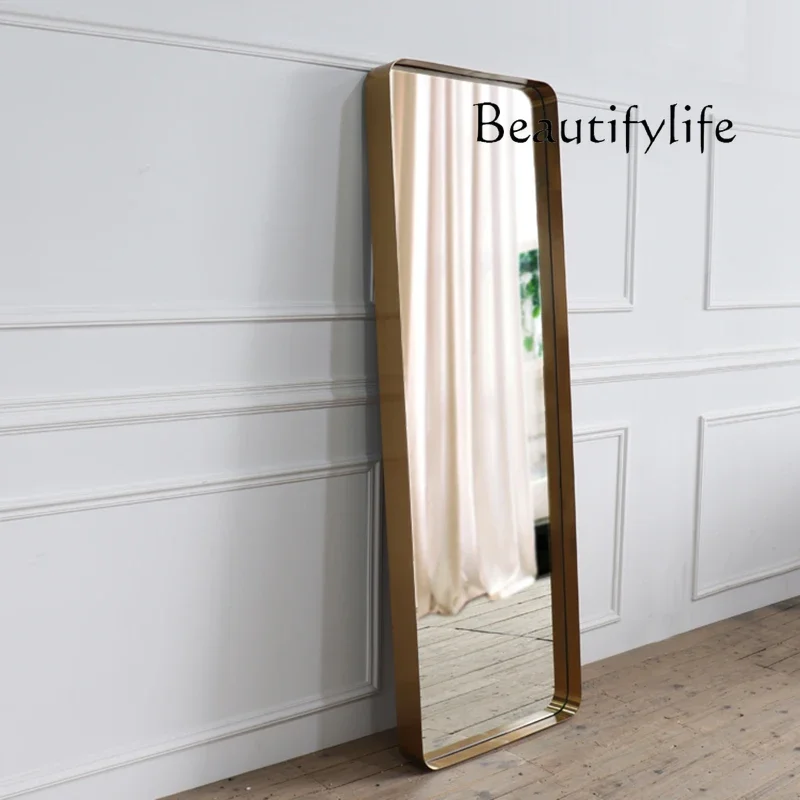 BJ Nordic Square Mirror Simple Modern Stainless Steel Fitting And Dressing Floor Mirror Wall-mounted Decorative Mirror