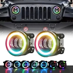 2pcs/set 4 Inch Car RGB Fog Lights Dazzling Angel Eyes Off-road Vehicle Headlight Modified Car LED Headlights