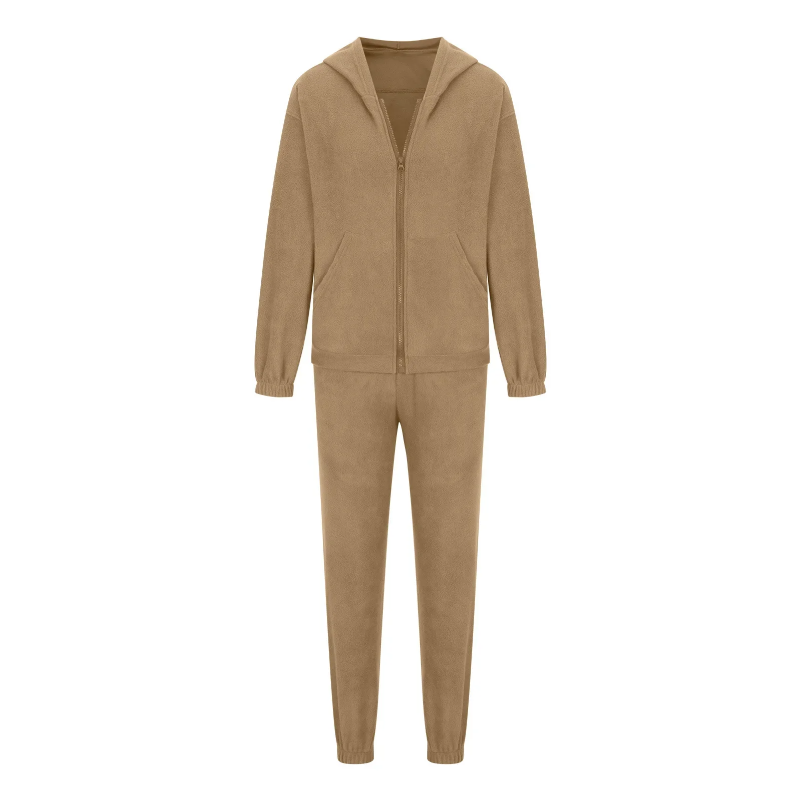 Two Piece Sets Hoodies Fleece Autumn Casual Sport Women Solid Matching Sets Sweatshirt Coat Zipper Sports Jacket Jogger Suits