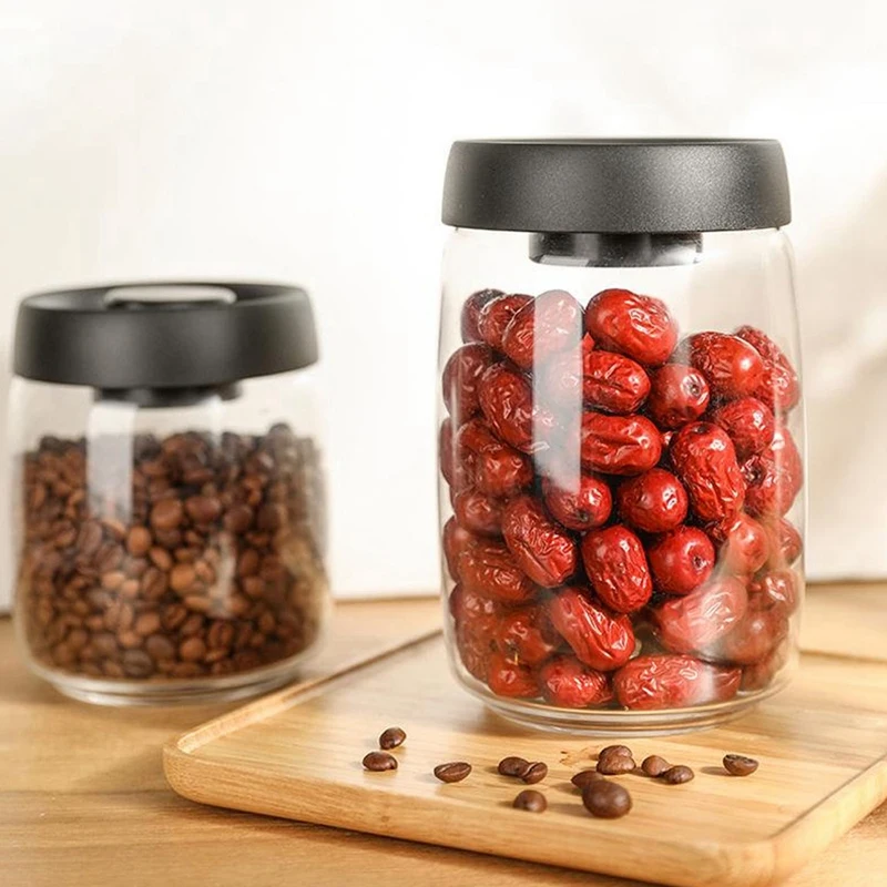 Coffee Bean Storage Container Glass Vacuum Jar Sealed Nordic Kitchen Storage Snack Tea Milk Powder Container Storage