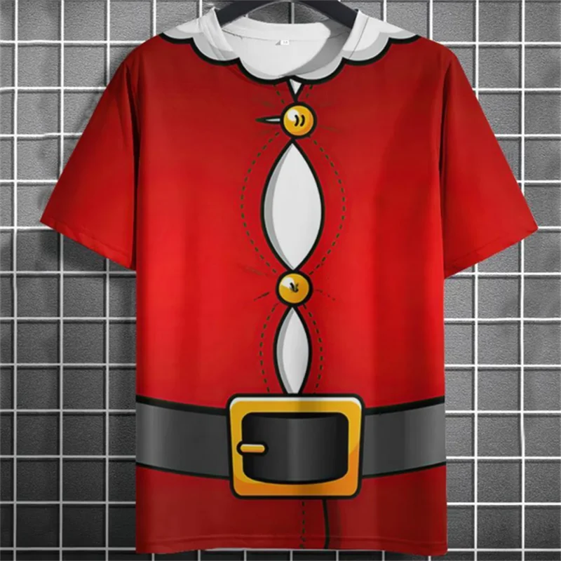 Fashionable men's T-shirt casual O-neck loose short sleeved top New Year's gift Christmas clothing hip-hop streetwear