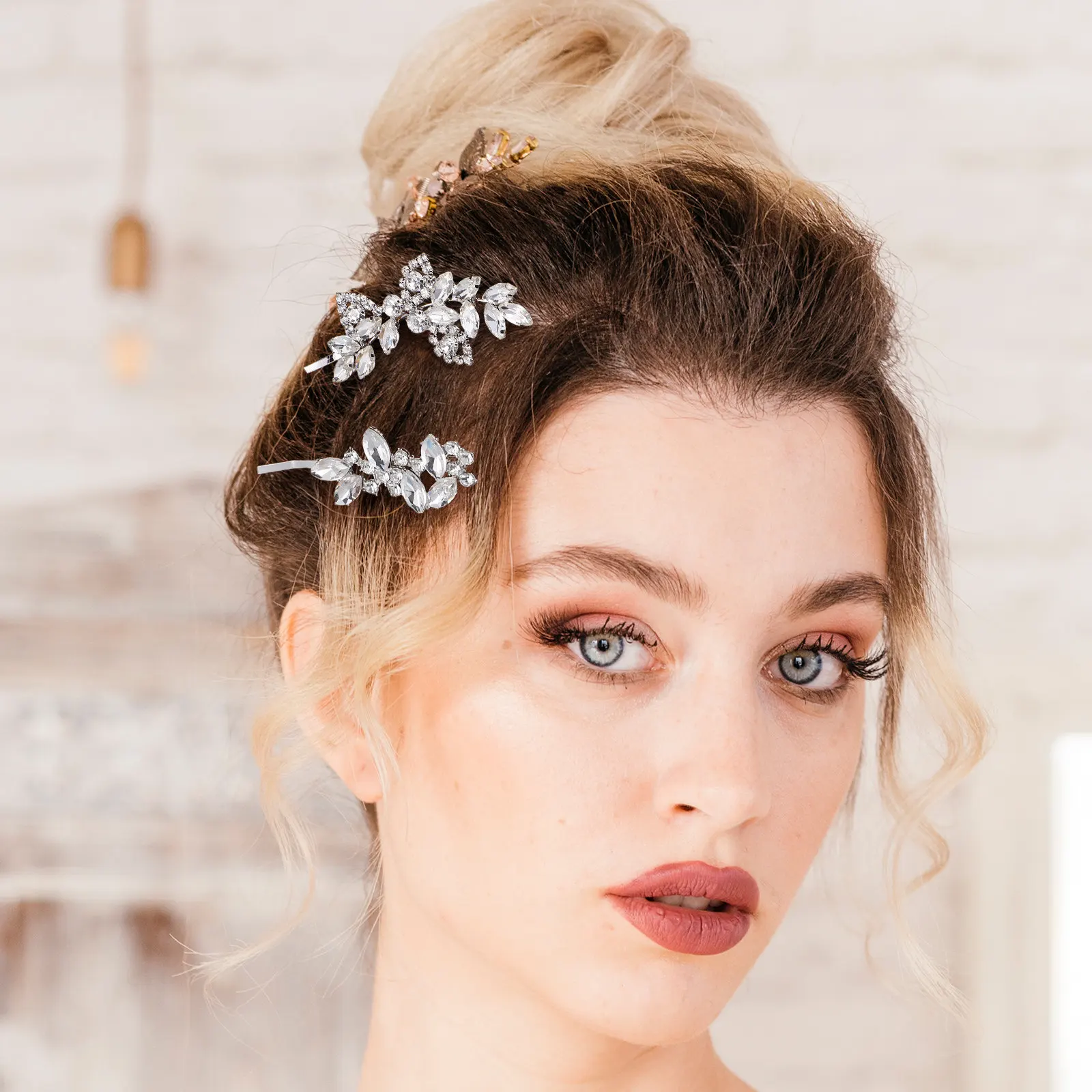 4Pcs Rhinestone Hair Clips Bridal Wedding Hairpins Elegant Decorative Bobby Pins Hair Accessories for Brides Bridesmaids