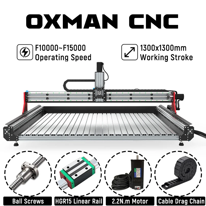 BulkMan3D OXMAN CNC Mechanical Frame Kit 1610 Ball Screw OX MAN CNC Router Engraving Machine Engraver 1500x1500mm with Motors