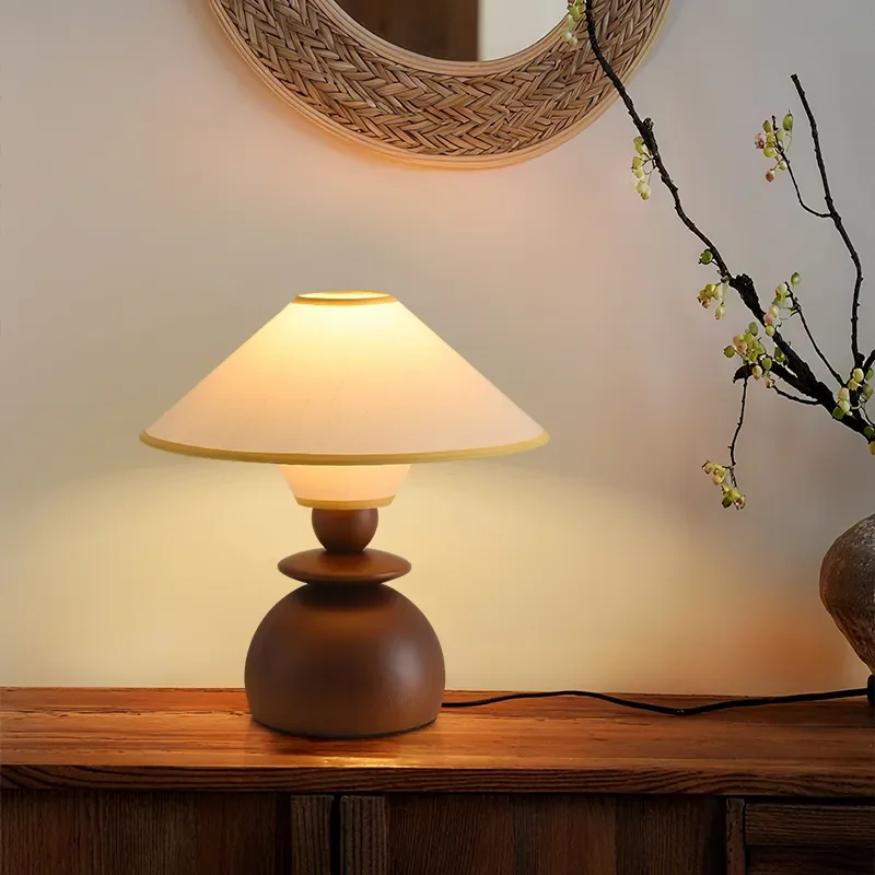 Vintage French Mushroom Table Lamp Retro Bedside Light for Bedroom Study Living Room Decorative Night Light Home Atmosphere