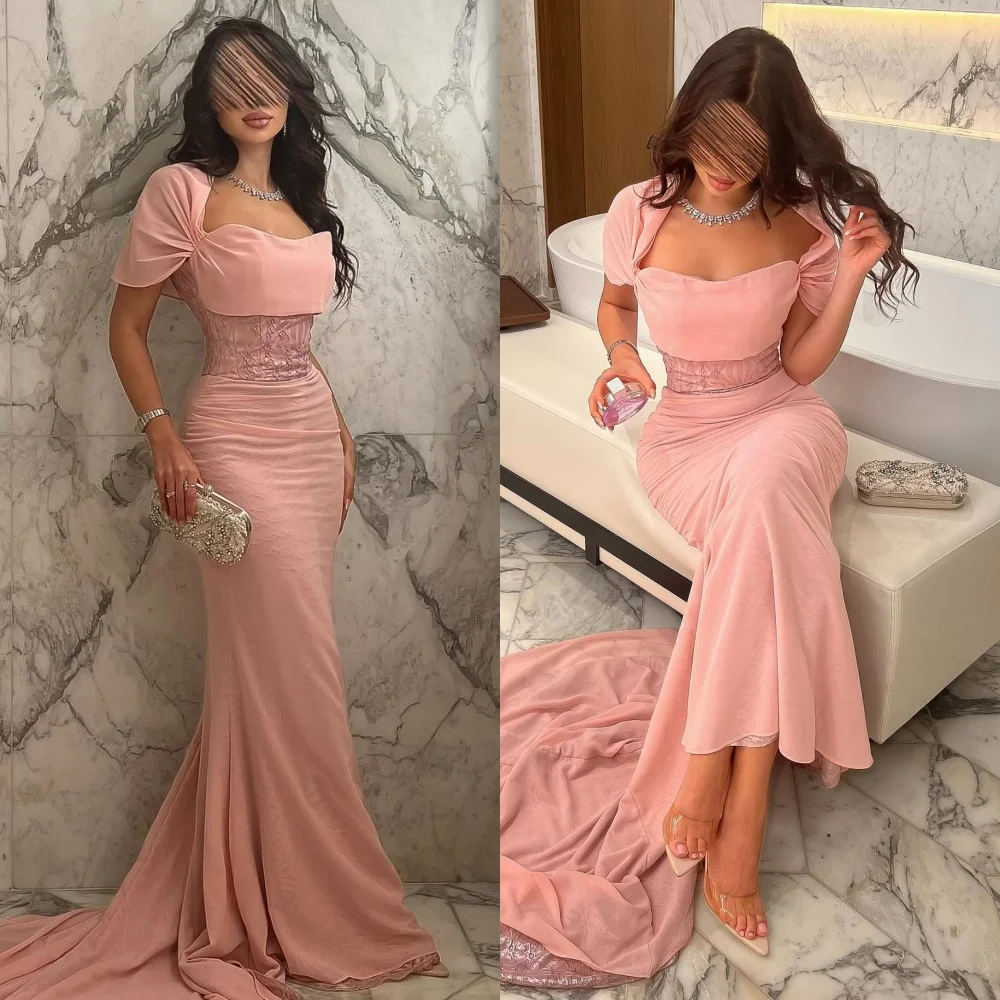 

Customized Classic Chiffon Pleat Sash Straight Off-the-shoulder Long Dresses Bespoke Occasion Dresses Modern Style Casual Simple