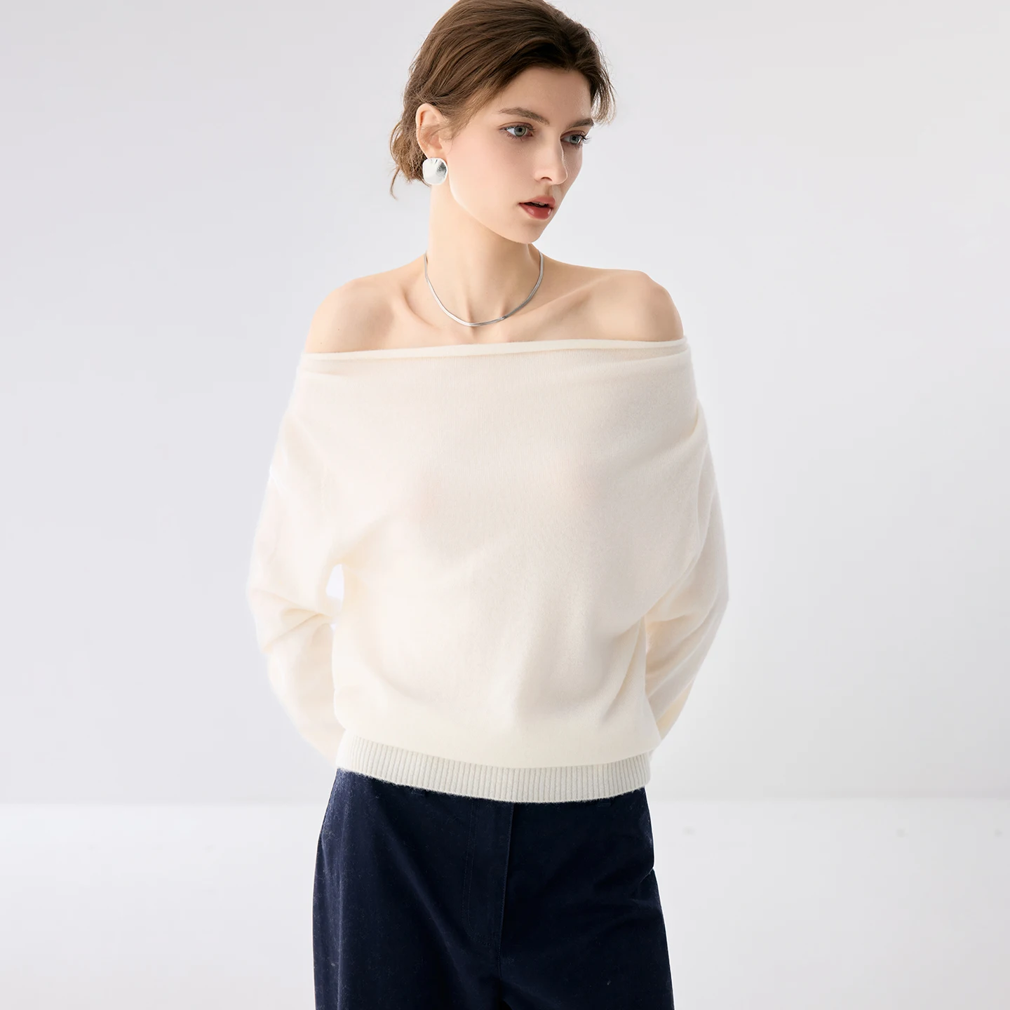 100% Premium Cashmere New Autumn Winter Women Knit Top Draped Cowl Neck Multi‑wear Design Elegant Mature Versatile Sweater