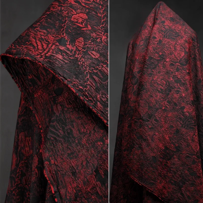 

Dark Red Iron Chain Jacquard Texture Fabric Reconstruction Retro Jacket Suit Skirt Bag Clothing Designer Fabric