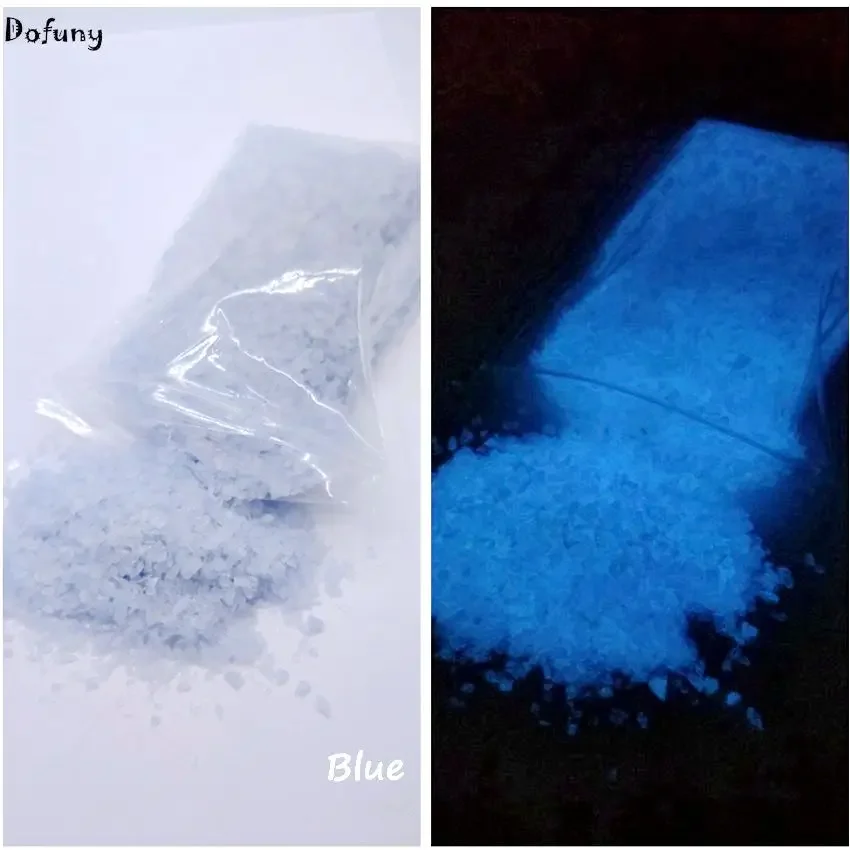 Bright Noctilucent เรืองแสงใน dark กรวดสีฟ้าส่องสว่างทรายกรวด Tiny rock ฝุ่นเรืองแสงในเวลากลางคืนสําหรับขวดแก้วขวด