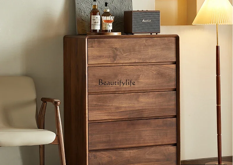 

North American black walnut chest of drawers Nordic living room home floor drawer locker