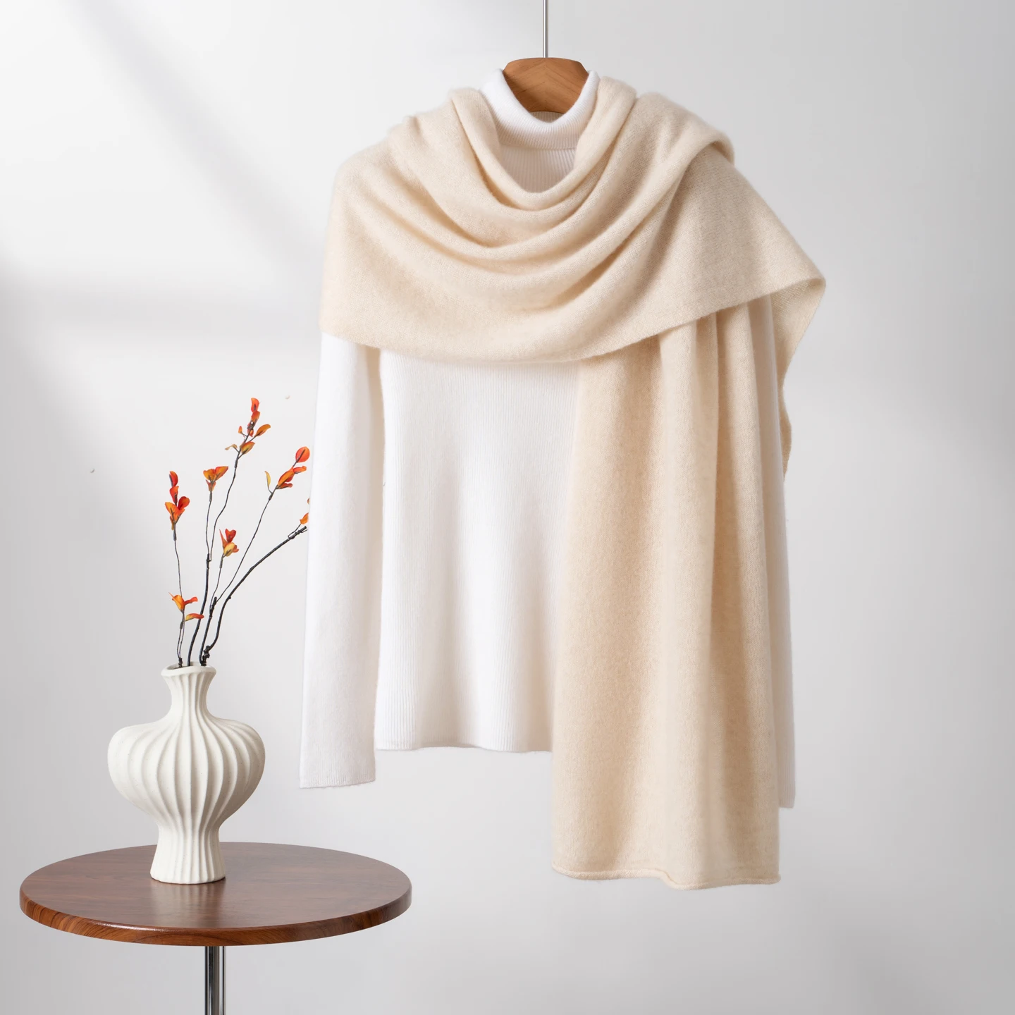 100% Cashmere Oversized Scarf Wrap Women Pashmina Knit Shawl Stole Cowl Soft Light Men Timeless Winter Warm Travel Accs 180x60cm
