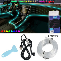 1M/2M/3M/4M/5M Car Interior Atmosphere Lighting LED Strip With USB Drive Auto Decoration Ambient Lamp Flexible Neon Light 5V DIY