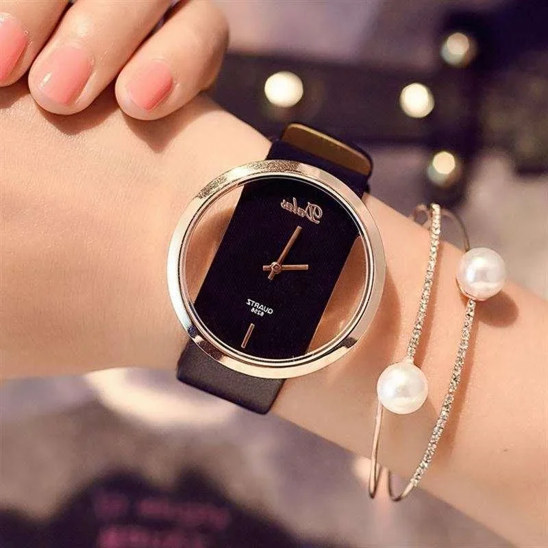 Fashion Skeleton Bracelet Watches Women Luxury Leather Band Analog Quartz Wrist Watch Ladies Watch Women Dress Ladies Watch